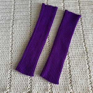 Knit Purple Leg Warmers Ribbed Knit 15" Stretchy And Soft - Great For Yoga